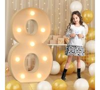 Syibelters 100 cm - 3.3 pies gigantes LED iluminados números 8, mosaico de marquesina iluminado, lámparas de números LED para el día de San Valentín, cumpleaños, Navidad, Año Nuevo