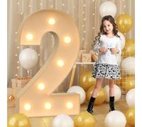 Syibelters 2 números gigantes con luz LED de 70 cm, letrero de iluminación de marquesina de mosaico, lámparas LED para el día de San Valentín, cumpleaños, Navidad, Año Nuevo