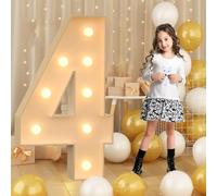 Syibelters 4 números gigantes con luz LED de 100 cm, letrero luminoso de marquesina de mosaico, lámparas de números LED para el día de San Valentín, cumpleaños, Navidad, Año Nuevo