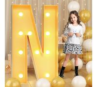 Syibelters Letra N gigante con luz LED de 70 cm, letrero iluminado con mosaico, lámparas LED para el día de San Valentín, cumpleaños, Navidad, Año Nuevo