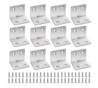 SyiXute 12 Piezas Soportes de Esquina 30 x30 x 38 mm,90 Grados Soporte de Ángulo de Acero Inoxidable con 48 Tornillos,Soporte de Ángulo Recto en Forma de L para Mesas de Madera,Sillas,Muebles
