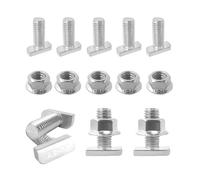 SyiXute 20 Piezas Tornillos de Cabeza de Martillo M10 x 25 mm,Tornillo Tipo T Acero Inoxidable A2-70 con Tuercas de Brida,Tuercas Dentadas de Bloqueo para Invernadero,Fotovoltaica y Montaje Solar