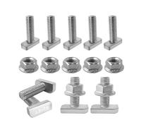 SyiXute 20 Piezas Tornillos de Cabeza de Martillo M8 x 25 mm,Tornillo Tipo T Acero Inoxidable A2-70 con Tuercas de Brida,Tuercas Dentadas de Bloqueo para Invernadero,Fotovoltaica y Montaje Solar