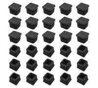 SyiXute 30 Piezas Tapones para Tubos Cuadrados,20 x 20 mm Tapa para Poste Cuadrado de Plástico para Mueble de Armario y Silla,Negro