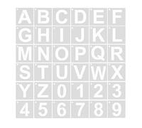 SyiXute 36 Piezas Plantillas de Letras y Números,Reutilizables de 3 Pulgadas Blanco Plantilla de Alfabeto de Plástico para Pintar,Aprender,Hacer Albumes de Recortes