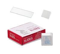 SyiXute 50 Piezas Portaobjetos de Microscopio con Borde Esmerilado 76 x 25 mm y 100 Piezas Cubreobjetos de Microscopio 18 x 18 mm para Microscopio y el Estudio de Biología
