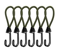SyiXute 6 Piezas Gancho de Cuerda Elástica,Gancho Expansor,15 cm,Tensores Elasticos con Gancho en Espiral para Pancartas,Tiendas,Sacos de Dormir,Lonas - Verde