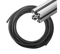 SyiXute Perfil Aluminio Tira de Sellado,Tira Protectora Contra el Polvo,Sello Plano de PVC para 20 Series 6 mm Tipo V Ranura Tipo T Tipo Slot de Perfil de Aluminio (Negro, 5 m)
