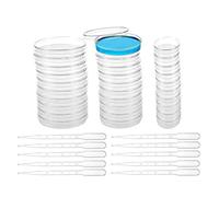 SyiXute Platos Petri De 65+55+34 mm Con Tapa,30 Piezas Placa De Petri De Plástico,Placas De Petri De Bacterias para Laboratorios,Biología,Microbiología Equipadas Con 10 Pipetas De Plástico De 3 ml