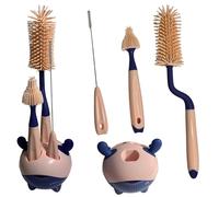 Syiyunran Escobilla Limpiar para Biberones Set - 3 En 1 Escobilla De Silicona Y PláStico con Cepillo Suave para Tetinas Limpiador Pajitas Soporte Almacenamiento para Cualquier Forma Biberón