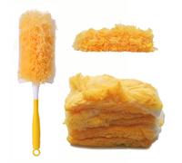 Syiyunran Juego de Recambio Plumero Limpieza - Amarillo 10 Piezas Microfibra con 1 Mango, Fregona Desechable,Plumero Esponjoso para Limpiar el Polvo del Hogar y la Oficina, Suciedad Coche