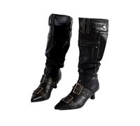 SYJYM - Botas largas plisadas de pelo largo de tubo de moda retro color caballero alto, Brown, 39 2/3 EU
