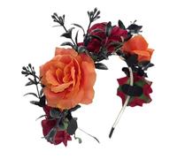 SYJYM - Diadema de hadas para Halloween, Día de los Muertos, corona floral con diseño de calavera aterradora, aro mexicano