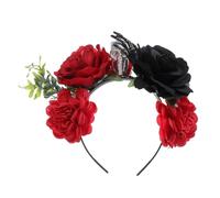 SYJYM - Diadema de hadas para Halloween, Día de los Muertos, corona floral con diseño de calavera aterradora, aro mexicano
