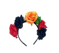SYJYM - Diadema de hadas para Halloween, Día de los Muertos, corona floral con diseño de calavera aterradora, diadema mexicana