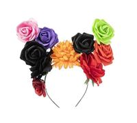 SYJYM - Diadema de hadas para Halloween, Día de los Muertos, corona floral con diseño de calavera aterradora, aro mexicano