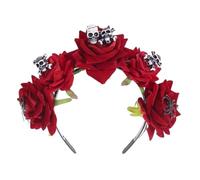 SYJYM - Diadema de hadas para Halloween, Día de los Muertos, corona floral con diseño de calavera aterradora, aro mexicano