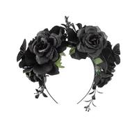 SYJYM - Diadema de hadas para Halloween, Día de los Muertos, corona floral con diseño de calavera aterradora, diadema mexicana