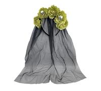 SYJYM - Diadema de Halloween con diseño de calavera, rosa, velos de novia, fantasma, novia, malla, accesorios para el cabello, fiesta del día de los muertos