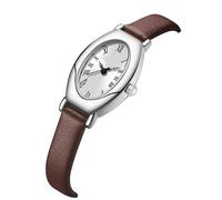 SYJYM - Reloj de pulsera analógico con números romanos y esfera cuadrada, resistente al agua, movimiento de cuarzo, para mujer, Marrón plateado