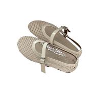 SYJYM - Sandalias de red de pesca de verano con parte inferior plana, diseño hueco, corte bajo, boca poco profunda, cómodas, zapatos romanos de playa para mujer, albaricoque, 40.5 EU