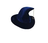 SYJYM - Sombrero de bruja de Halloween para adultos y niños, con patrón de estrella y mon, disfraz de mago de máscaras, cosplay, fiesta de Halloween, accesorios de vestir