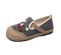 SYJYM - Zapatos casuales de primavera literarios para mujer, tacón plano, casual, boca poco profunda, algodón y lino, bordado para mujer, 05., 36.5 EU