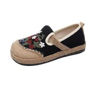SYJYM - Zapatos casuales de primavera literarios para mujer, tacón plano, casual, boca poco profunda, algodón y lino, bordado para mujer, 06., 39.5 EU