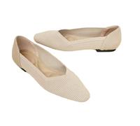 SYJYM - Zapatos de princesa para barco, suela suave, punta cuadrada, para mujer, diseño de ovillo, tejido volador, plano, transpirable, marrón claro, 36.5 EU