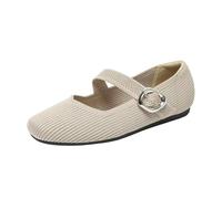SYJYM - Zapatos de punto Mary Jane de punta cuadrada, boca poco profunda, estilo primavera y verano, estilo Mary Jane, de punto, suela suave, zapatos casuales, Albaricoque claro, 38 EU