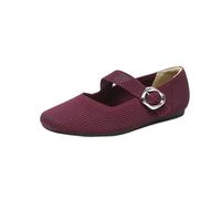 SYJYM - Zapatos de punto Mary Jane de punta cuadrada, boca poco profunda, estilo primavera y verano, estilo Mary Jane, de punto, suela suave, zapatos casuales, rojo oscuro, 41 EU