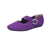 SYJYM - Zapatos de punto Mary Jane de punta cuadrada, boca poco profunda, estilo primavera y verano, estilo Mary Jane, de punto, suela suave, zapatos casuales, Purple, 38 EU