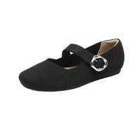 SYJYM - Zapatos de punto Mary Jane de punta cuadrada, boca poco profunda, estilo primavera y verano, estilo Mary Jane, de punto, suela suave, zapatos casuales, Black, 39.5 EU