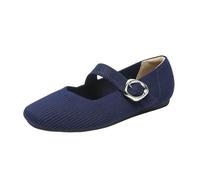 SYJYM - Zapatos de punto Mary Jane de punta cuadrada, boca poco profunda, estilo primavera y verano, estilo Mary Jane, de punto, suela suave, zapatos casuales, Blue, 39.5 EU