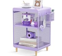 SYKIARIOL Mesita de noche pequeña con compartimento de almacenamiento y espacio de almacenamiento para salón, dormitorio, lado del sofá - Diseño moderno y compacto, color morado
