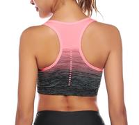 Sykooria Sujetador Deportivo Mujer Sujetador Inalámbrico Sin Costuras con Almohadillas Extraíbles Sujetador de Entrenamiento para Yoga Fitness Ejercicio Corriendo(Rosa,L)