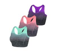 Sykooria Sujetador Deportivo Mujer Sujetador Inalámbrico Sin Costuras con Almohadillas Extraíbles Sujetador de Entrenamiento para Yoga Fitness Ejercicio Corriendo(Verde+Rosa+Morado,S)