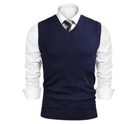 Sykooria Chaleco de Punto Hombre Invierno Sin Mangas Cuello en V Suéter Casual de Negocios Estilo Caballero