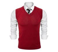 Sykooria Chaleco Suéter para Hombre Algodón Cuello en V Esencial Jersey Sin Mangas Rebecas Chaqueta Pullover Invierno