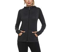 Sykooria Chaqueta Deportiva Mujer Manga Larga Running Sudaderas Mujer con Bolsillos Sudadera Mujer Cremallera y Capucha con Agujeros para los Pulgares S-XXL