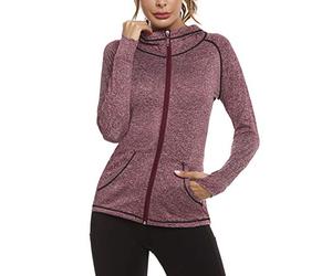 Sykooria Chaqueta Deportiva Mujer Manga Larga Running Sudaderas Mujer con Bolsillos Sudadera Mujer Cremallera y Capucha con Agujeros para los Pulgares S-XXL