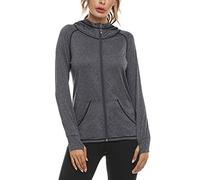 Sykooria Damen Laufjacke Voll Reißverschluss Sportjacke, Sudadera Bebe Mujer, Dunkelgrau, XXL