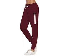Sykooria Pantalones Deportivos Casuales para Mujer Pantalones de Jogger de Cintura con Cordón de Algodón Pantalones de Chándal Suaves y Ligeros con Bolsillo, Rojo, XXL