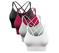 Sykooria Sujetador de Yoga Sujetador Deportivo para Mujer Almohadillas Extraíbles Top Deporte para Gimnasio (B+WR+G+W,XL)