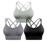 Sykooria Sujetador de Yoga Sujetador Deportivo para Mujer Almohadillas Extraíbles Top Deporte para Gimnasio (B+G+LGR,S)