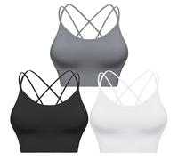 Sykooria Sujetador de Yoga Sujetador Deportivo para Mujer Almohadillas Extraíbles Top Deporte para Gimnasio (B+W+LGR,S)
