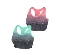 Sykooria Sujetador Deportivo Mujer Acolchado Inalámbrico con Almohadillas Extraíbles para Yoga Fitness Entrenamiento Corriendo (Verde+Rosa, M)