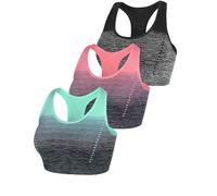 Sykooria Sujetador Deportivo Mujer Inalámbrico Sin Costuras con Almohadillas Extraíbles para Yoga, Fitness y Corriendo (Negro+Verde+Rosa, S)