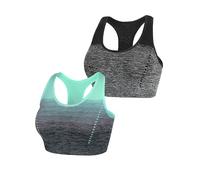 Sykooria Sujetador Deportivo Mujer Sujetador Inalámbrico con Almohadillas Extraíbles Sujetador de Entrenamiento para Yoga Fitness Ejercicio Corriendo(Negro+Verde,L)