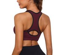 Sykooria Sujetadores Deportivos Mujer Sujetador Deportivo con Espalda de Nadador Top Deportivos Mujer Acolchados Top Corto de Gimnasio de Impacto Medio para Fitness(Rojo Vino,S)
